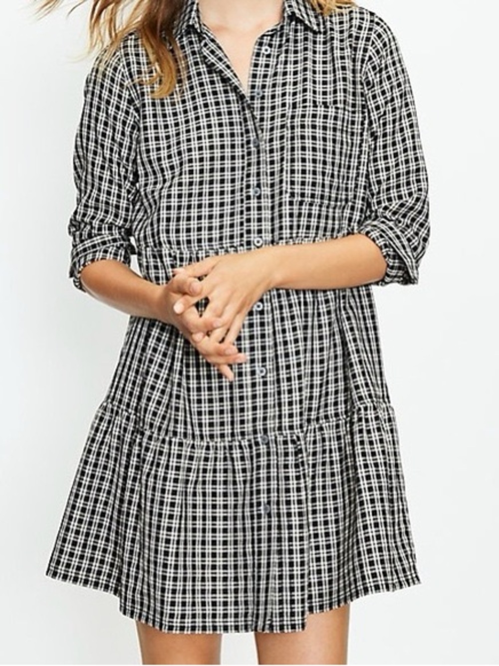 Loft plaid tired pocket dress